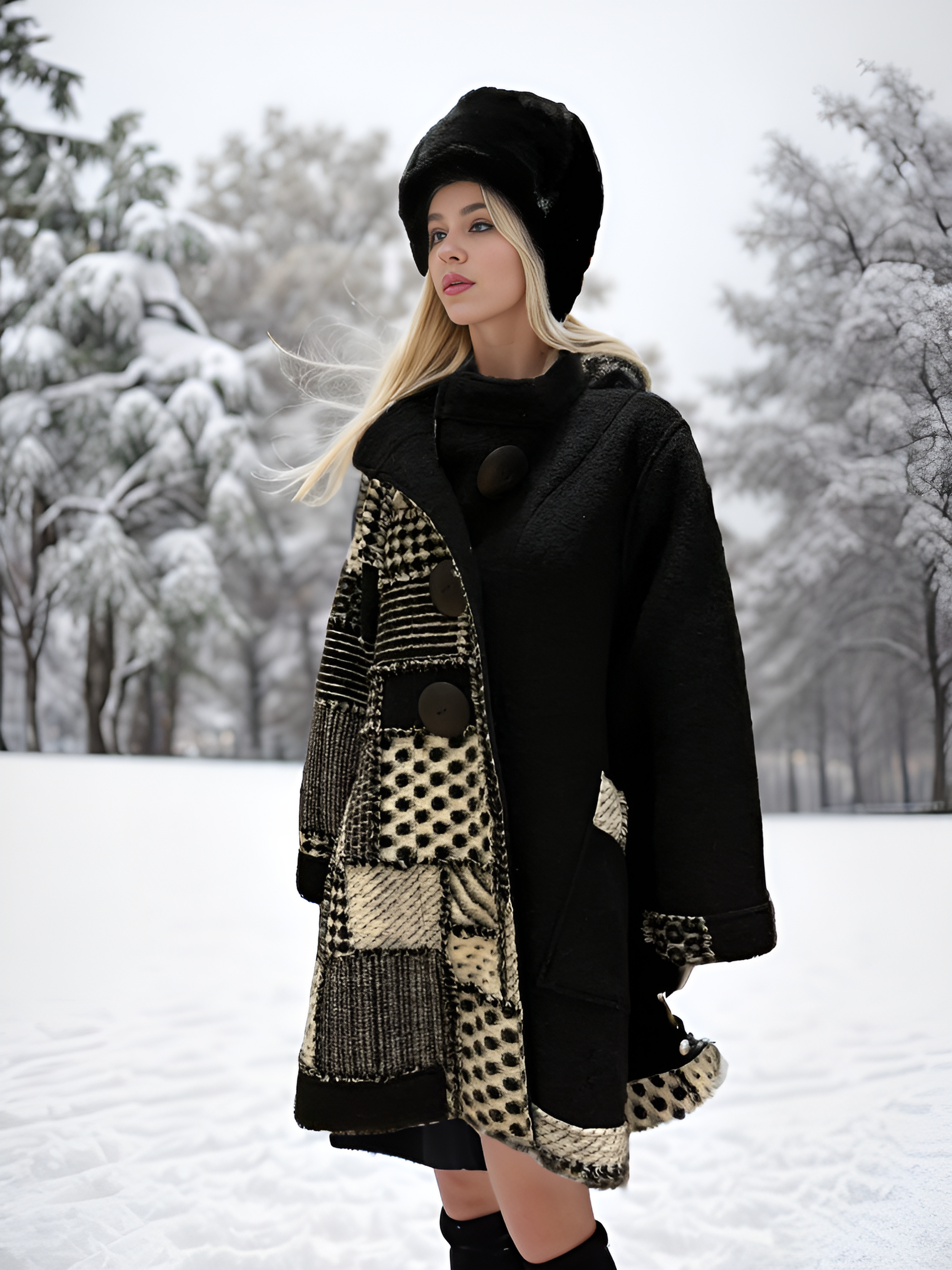 Cappotto lungo in lana 100% nero, elegante e versatile – I Monili Ravenna ™